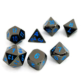 7 Piece Metal DND Dice Set Black/Blue