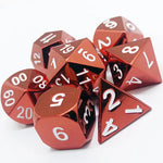 7 Piece Metal DND Dice Set Red Plated