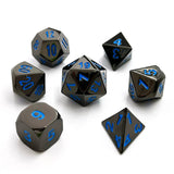 7 Piece Metal DND Dice Set Black/Blue