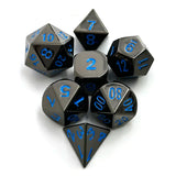 7 Piece Metal DND Dice Set Black/Blue