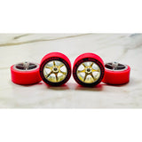 Tamiya Mini 4wd 95665 Red Slick Tires & Gold Color Plated Wheels